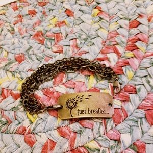 'Just Breathe' Metal Bracelet
